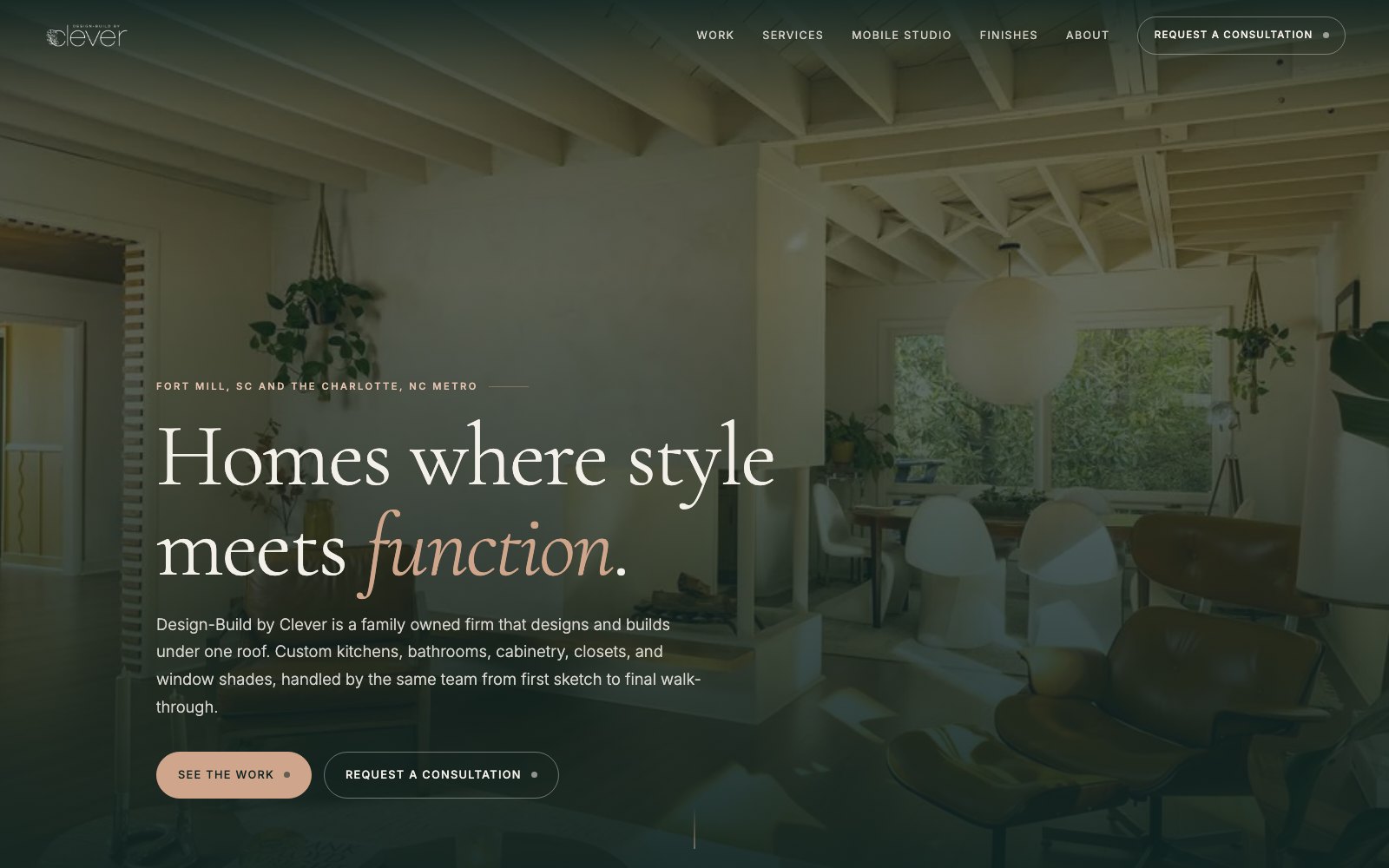 The new Design-Build by Clever homepage concept
