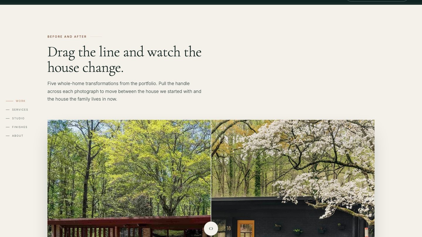 The before and after section of the new homepage