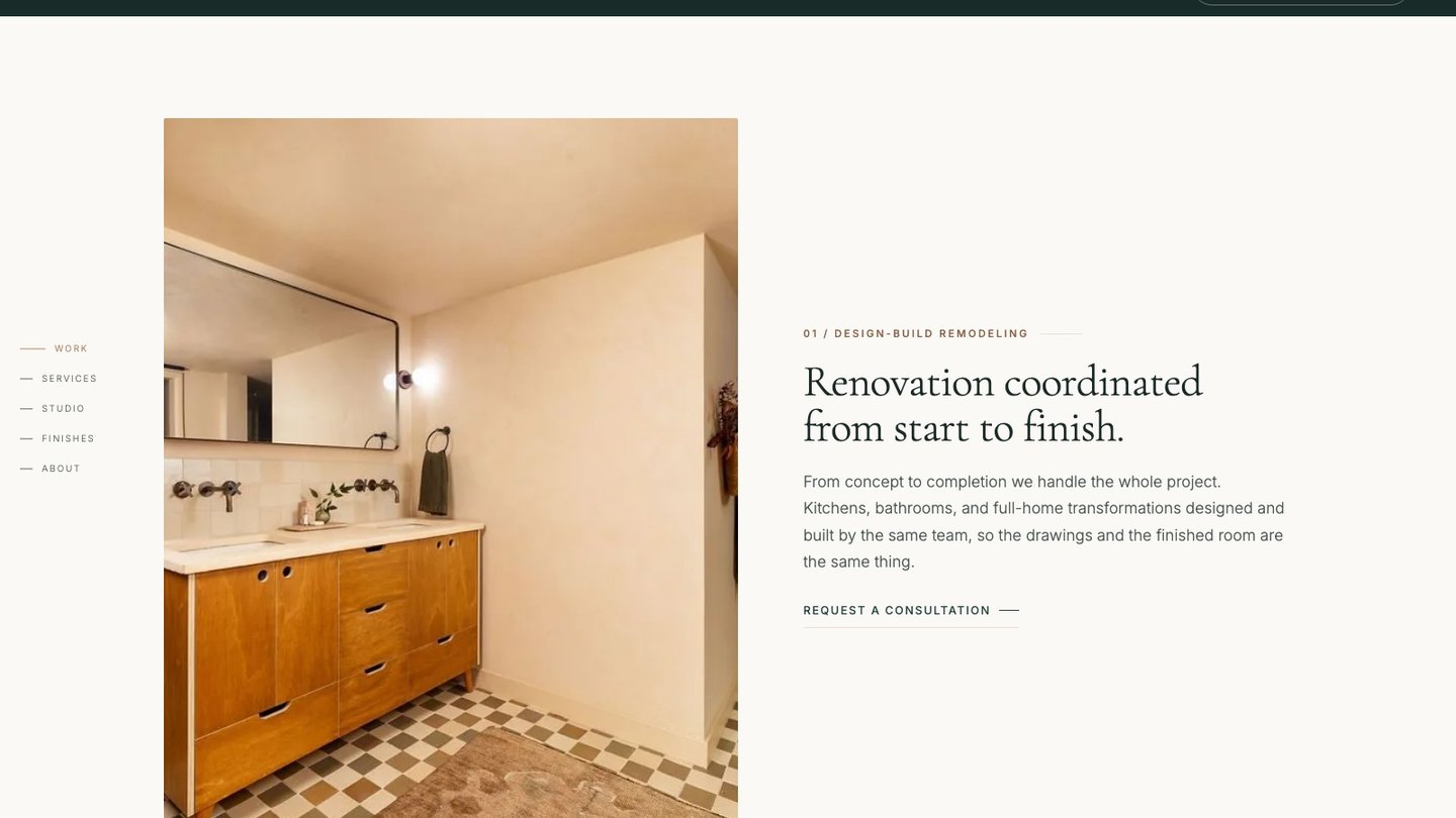 The services section of the new homepage