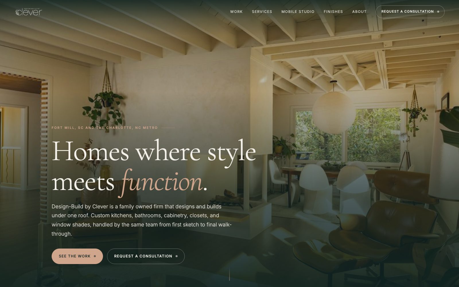 The new Design-Build by Clever homepage concept
