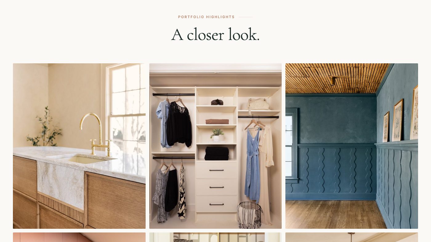 The portfolio section of the new homepage